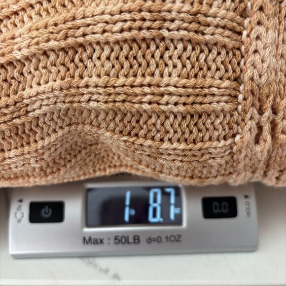 bebe Tan Open Knit Long Belted Cardigan Sweater Coat Boho Chic Women’s S/M - Picture 7 of 7